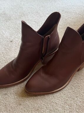 Poppy Barley Chocolate Brown Leather Ankle Booties Size 9